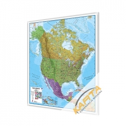 Ameryka Północna polityczna 105x120cm. Mapa w ramie aluminiowej.