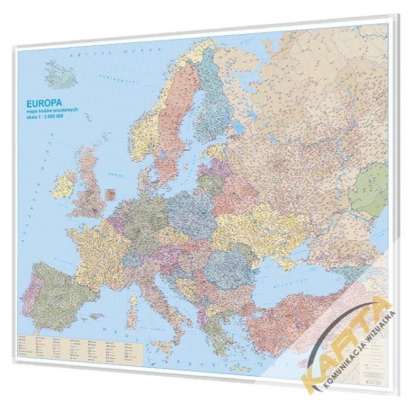 Europa Kodowa 166x140 cm. Mapa w ramie aluminiowej.