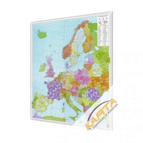 Europa Kodowa 96x114cm. Mapa w ramie aluminiowej.
