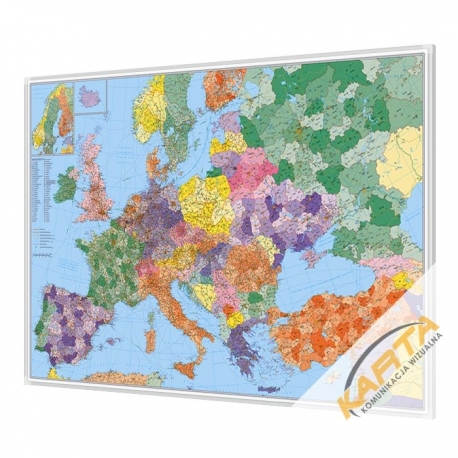 Europa Kodowa 140x100cm. Mapa w ramie aluminiowej.