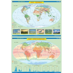 Świat krajobrazy/strefy klimatyczne 164x120cm. Mapa ścienna dwustronna.