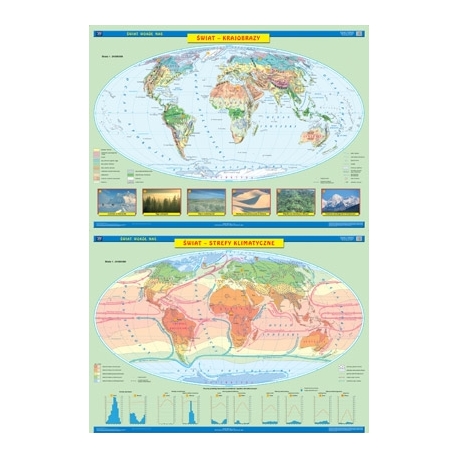 Świat strefy klimatyczne i elementy klimatu 160x120cm. Mapa ścienna dwustronna.