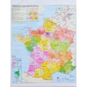 Francja administracyjna z kodami pocztowymi 98x136cm. Mapa ścienna.