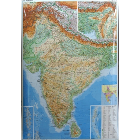Indie fizycz-drogowa 1:3 mln GiziMap |Mapa ściennea 94x126 cm
