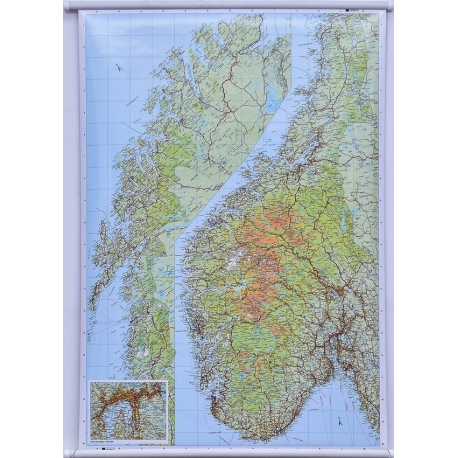 M-DR Norwegia drog-fizyczna 1:1 mln Mapa scienna 78x103cm
