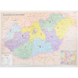 Węgry administracyjno-drogowa/Kodowa 140x100cm. Mapa ścienna dwustronna.