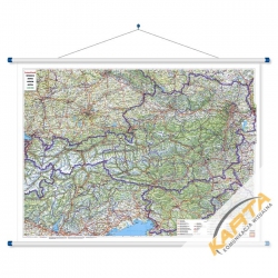 Austria, Słowenia drogowa 120x95 cm. Mapa ścienna.