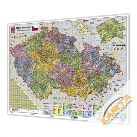 Czechy administracyjna 140x100 cm. Mapa w ramie aluminiowej.