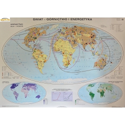 Świat górnictwo i energetyka/handel międzynarodowy 160x120cm. Mapa ścienna dwustronna.