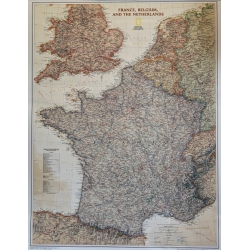 Francja, Belgia, Holandia, Anglia, Walia - wersja exclusive 64x77cm. Mapa ścienna.