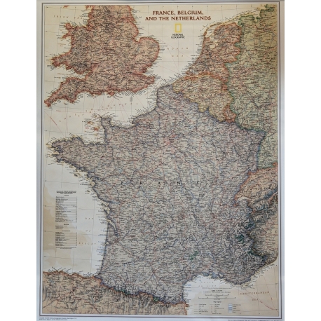 Francja, Belgia, Holandia, Anglia, Walia - wersja exclusive 64x77cm. Mapa ścienna.