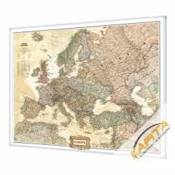 Europa Polityczna exclusive 75x60 cm. Mapa w ramie aluminiowej.