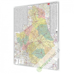 Podlaskie administracyjno-drogowa 97x135cm. Mapa z ekspozycji w ramie aluminiowej.