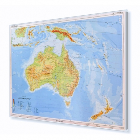 Australia Fizyczna 160x120 cm. Mapa w ramie aluminiowej.