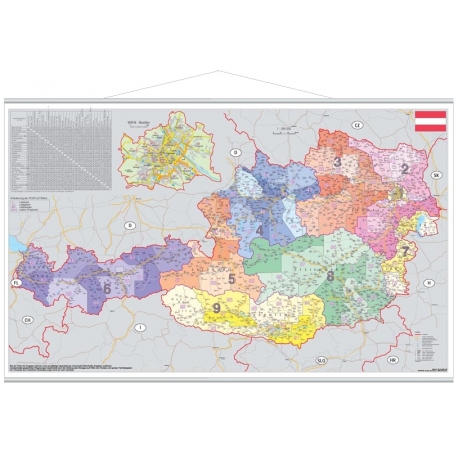 Austria kodowa 96x66cm. Mapa ścienna.