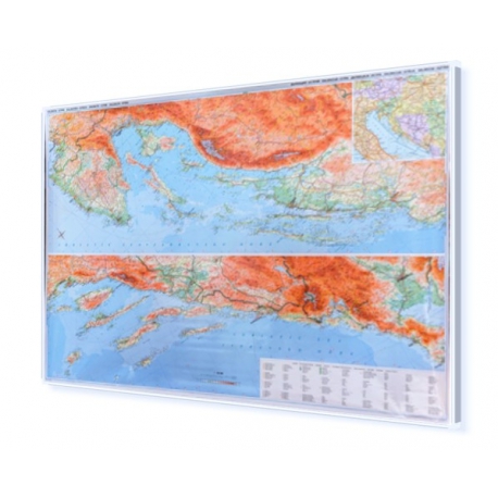 Chorwacja, Dalmacja i Istria 130x90 cm. Mapa w ramie aluminiowej.