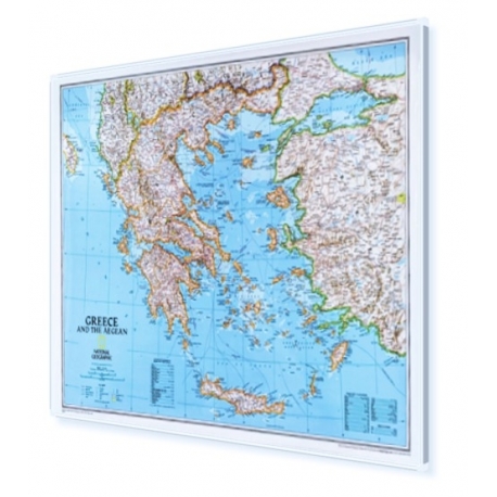 Grecja oraz poł. Albania  Macedonia Mapa w ramie ALU 1:14 mln NG 82x60