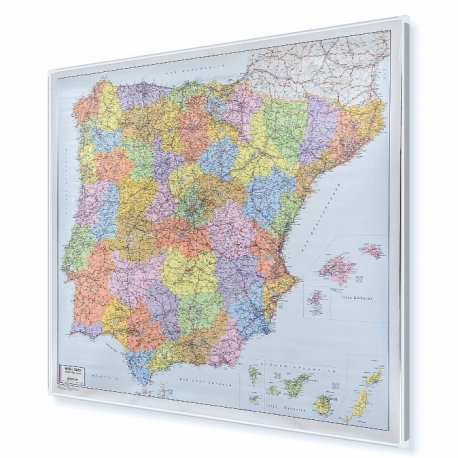 Hiszpania i Portugalia Kodowa 110x90 cm. Mapa w ramie aluminiowej.
