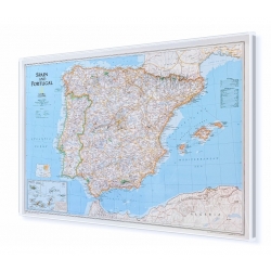 Hiszpania i Portugalia 88x55,5 cm. Mapa w ramie aluminiowej.