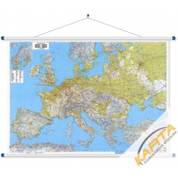 Europa Fizyczno-drogowa 126x90cm. Mapa ścienna.