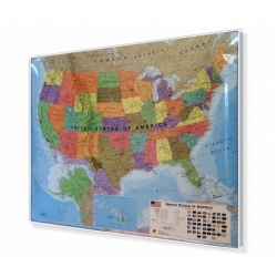Stany Zjednoczone USA Polityczna 126x102 cm. Mapa w ramie aluminiowej.