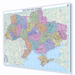 Ukraina kodowa 140x100 cm. Mapa w ramie aluminiowej.