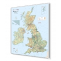 Wyspy Brytyjskie fizyczno-drogowa 98x112 cm. Mapa w ramie aluminiowej.
