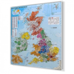 Wyspy Brytyjskie/Wielka Brytania kodowa 97x119 cm. Mapa w ramie aluminiowej.