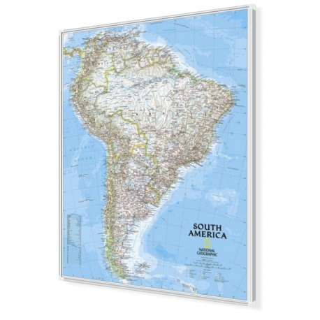 Ameryka Południowa 96x118cm. Mapa w ramie aluminiowej.