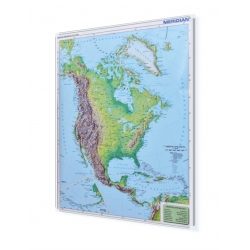 Ameryka Północna Fizyczna 122x154cm. Mapa w ramie aluminiowej.