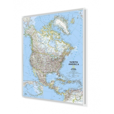 Ameryka Północna 96x118cm. Mapa w ramie aluminiowej.