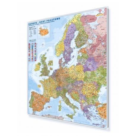 Europa kodowa 104x114cm. Mapa w ramie aluminiowej.