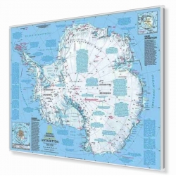 Antarktyda fizyczna 160x120cm. Mapa w ramie aluminiowej.
