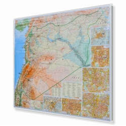 Syria i Liban drogowo-fizyczna 105x90cm. Mapa w ramie aluminiowej.