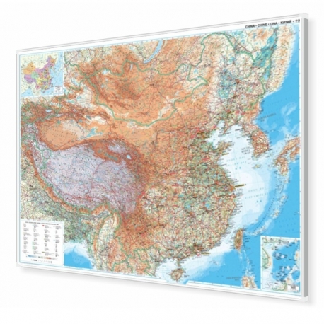 Chiny Fizyczna 130x90cm. Mapa magnetyczna.