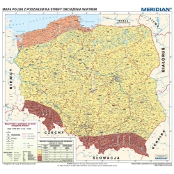 Polska z podziałem na strefy obciążenia wiatrem 130x120cm. Mapa ścienna.