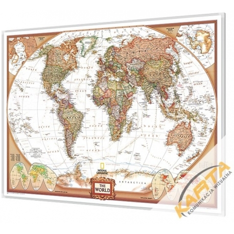 Świat Polityczny exclusive 122x186cm. Mapa w ramie aluminiowej.
