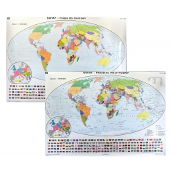 Świat Polityczny/konturowy do ćwiczeń 200x140cm. Mapa ścienna dwustronna.